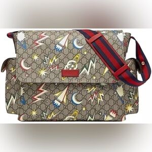 GUCCI Supreme GG Canvas Baby Diaper Changing Bag Brown Space Multicolor